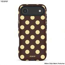VESPOP Brown And Yellow Polka Dot Phone Case - Shock-Proof Phone Case, Suitable For IPhone 17/16/15/14/13/12/11 Pro Max/Pro Plus/12 Mini/13 Mini, Suitable For Galaxy S26 S25 S24 S23 S22 S21 Plus Ultra Phone Case. - Brown Base With Yellow Dots - View 1