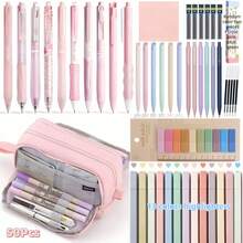 6Pcs/50Pcs Luxury School Supplies Set, Includes 13 Highlighters, 10 0.5mm ST Tip Black Ink Gel Pens, 6 Mechanical Pencils, Sticky Notes, And A Complete Set Of Essential Stationery For Students. - Stationery Set - View 12