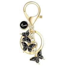 1pc Butterfly Letter Elegant Iron Alloy Keychain Pendant Accessory Winter Pink Black 26 English Letters - Black - View 19