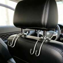 Juego de 2 ganchos para asiento de coche de color aleatorio, se oculta automáticamente detrás del reposacabezas trasero, accesorio organizador de almacenamiento para coche - A - Ver 2