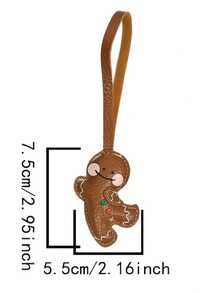 Vintage PU Leather Gingerbread Man Pendant, Handmade Stitched Blushing Little Man Keychain Bag Charm, Cute Christmas Decor Backpack Accessory, Niche Healing Style Girls Portable Pendant Gift - Multicolor - View 5