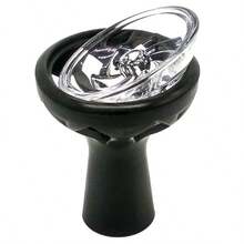 1pc Arabic Hookah Accessory Glass Silicone Bowl Compatible With Charcoal Screen, Black Hookah Bowl - Black - View 1