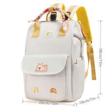 1pc Solid Color Decorative Nylon Handbag With Silk Scarf, Front Fabric Patch, Inner Baby Bottle Pocket, Wide Shoulder Strap, Large Capacity, Suitable For Moms' Daily Baby Care - Multicolor - View 4