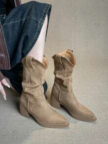 Women's 2026 New Tassel Tall Boots, Retro Wasteland Style Chunky Heel Knee-High Slouchy Riding Boots - Brown - View 3