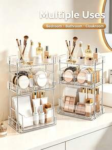 Cosmetic Storage Box Desktop Skincare Lipstick Organizer Eyeshadow Perfume Transparent Drawer Vanity Organizer Rack - Transparent Storage Rack - View 6