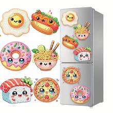 6pcs Diamond Art Fridge Magnets, Cute Food Diamond Painting Decor DIY Diamond Painting Magnet Kit For DIY Crafts Gifts Fridge Mailbox Decoration - Multicolor - View 11