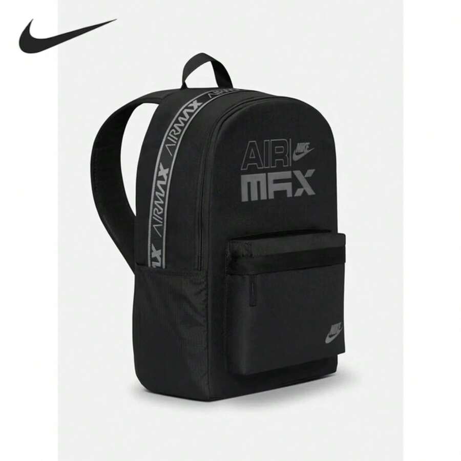 Nike New Large Capacity Travel Backpack Unisex Dual Zipper Compartment Laptop Bag Student Backpack, Size Approx. 44*30*15cm - Black/Silver - View 1