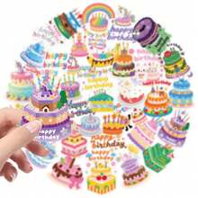 asmodee 56pcs Birthday Cake Doodle Transparent PET Stickers For Water Cup And Planner - Multicolor - View 6