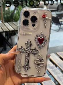 Niche High-End Gothic Style Resin Cross 16 Pro Phone Case, Apple 17 New Model 15 Creative 14 Pro Women's 17 Super Popular 15 Pro Max Shockproof Protective Cover, Transparent Smartphone Protective Case - Cross - View 4