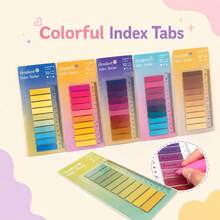 10-Color Gradient PET Fluorescent Index Tabs With Ruler, Transparent Hand-Writable Reading Note Marker Classification Sticky Notes, Ins Style - one-size - View 1