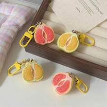 1pc Realistic 3D Peeled Pomelo Keychain, Fun Miniature Food Fruit Pendant, Creative Backpack Accessory Gift, Half-Cut Small Pomelo Fruit Store Resin Mini Accessory, Miniature Scene Decoration DIY Keychain (Random Style And Color) - Multi-color - View 4