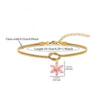 1pc Simple Fashion Flower Charm Golden Stainless Steel Concentric Knot Chain Bracelets For Women - Flower - View 4