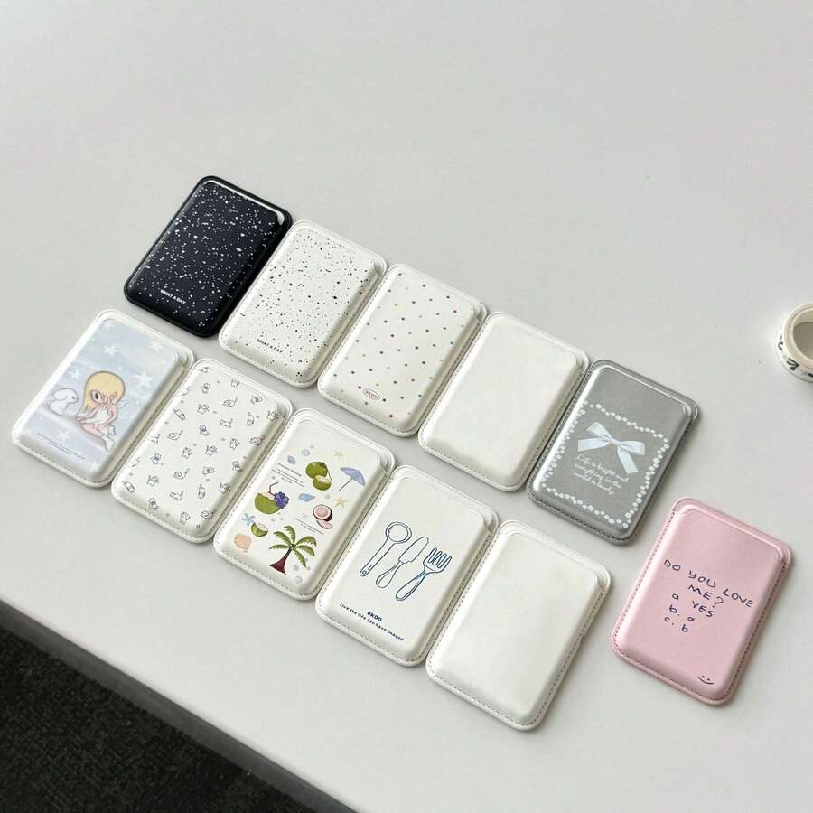 1pc Fresh Floral Heart Creative Magnetic Phone Card Holder, Card Slot For ID Card, Bank Card, Credit Card, Unisex - Multicolor - View 1