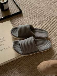 XIXITIAO Japanese‑Style Arch Support House Slippers, Men Women Minimalist Solid Color Slide‑On Couple Fabric Floor Slippers For Fall Winter - Grey - View 9