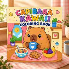 Kawaii Capybara Coloring Book, 24 Pages Of Soft And Cute Capybara Life Coloring Patterns, Adorable Capybara Enjoying Food At Home And Other Playful Scenes, Thick Line Outlines With Clear Contours, Easy To Color And Get Started, Suitable For Children's Leisure Hand Drawing, Cute Animal Themed Fun Coloring Book - Kawaii Capybara Coloring Book - View 7