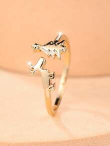 1 Cute And Delicate Reindeer Christmas Tree Open-Style Women's Ring-Perfect For Christmas Parties, Everyday Wear, Or As A Small Holiday Gift. - Yellow Gold - View 2