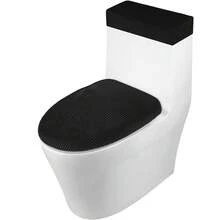 1 Set Solid Color Jacquard Corn Kernel Toilet Seat Cover And Toilet Tank Cover, Elastic Toilet Seat Cover Dustproof Set For Bathroom, Suitable For Small Standard Size Toilet Tank And Toilet Seat - A - View 9