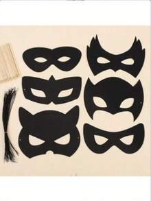 Scratch Art Hero Mask With Elastic Band And Wooden Stylus - Perfect For DIY Crafts, Costume Parties, Carnival, Christmas And Thanksgiving Decorations - Multicolor - View 2