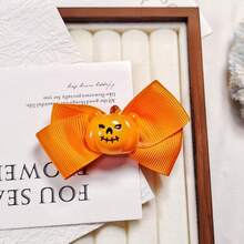 1pc Halloween Bow Hair Clip, Multi-Color New Style Funny Element Bow Hair Clip, Sweet & Cool Side Bangs Hair Clip, Halloween Hair Accessory - Multicolor - View 4
