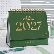 1件 2026-2027新款極簡創意桌面迷你月曆，三角底座，桌面放置穩固，加厚硬卡紙內頁，不滲墨書寫，加大雙金屬線圈，翻頁順暢不卡頓，中高中考試備忘倒數計畫表，月曆年曆，辦公室裝飾，禮物，獎品，辦公用品，學校用品 - 彩色 - 查看 25