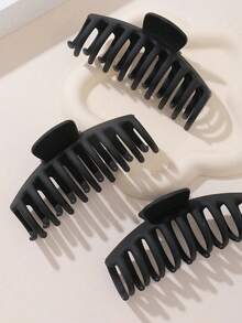 4/3/2/1# Black Fashion Large Hair Clip, Lightweight Plastic Hair Clip, Multi-Functional Fashion Hair Accessory, Women's Hair Accessory - Black - View 12