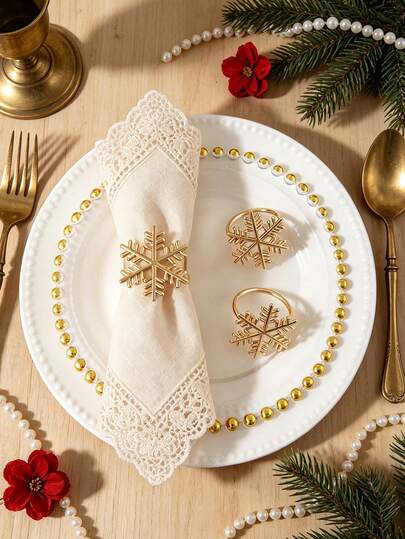 6/12 Stücke Weihnachts-Legierung Schneeflocken Serviettenringe, geeignet für Weihnachts-Restaurant Tischdekoration, Weihnachts-Serviettenringe, geeignet für Weihnachts-Tischdekoration Serviettenringe, Weihnachts-Servietten-Schnallen, Weihnachts-Serviettenhalter, Weihnachts-Party Serviettenringe