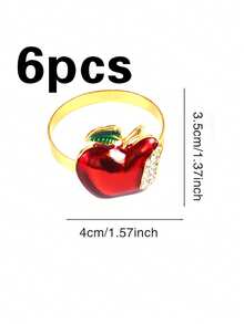6/12pcs Christmas Apple Napkin Rings, Suitable For Christmas Restaurant Table Decor, Christmas Napkin Rings, Suitable For Christmas Table Decor Napkin Rings, Christmas Napkin Holders, Christmas Napkin Stands, Christmas Party Napkin Rings - Multicolor - View 7