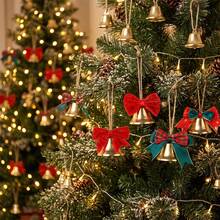 4pcs Christmas Tree Decorative Bell Hanging Ornaments With Bows, Holiday Home Decor Hanging Bells - Multicolor - View 4