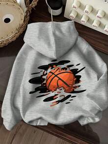 Tween Boy Fun Print Pullover Sweatshirt, Warm & Comfortable Thermal-Lined Pullover Sweatshirt For Autumn/Winter - Grey - View 5