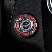 1pc Shiny Car Crystal Rhinestone Ring Emblem Sticker, Car Interior Decoration, Women's Shiny Car Accessories, One-Touch Start Button, Key Ignition Starter And Knob Ring - A - View 15