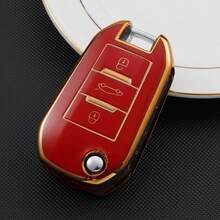 Soft TPU Key Cover, Compatible With Peugeot 3-Button Folding Key, Fits 208, 308, 408, C3 And C4 Models, Shockproof And Dustproof, Elegant High-Quality Key Protector, Suitable For Women - Big Keychain - View 8