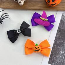 1pc Halloween Bow Hair Clip, Multi-Color New Style Funny Element Bow Hair Clip, Sweet & Cool Side Bangs Hair Clip, Halloween Hair Accessory - Multicolor - View 1
