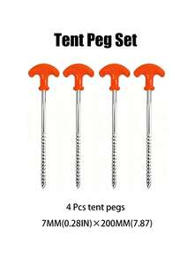 2PCS.4PCS. T-Handle Spiral Tent Stakes 7mm*200mm Heavy Duty Screw-In Ground Anchors Outdoor Camping Tent Tent Cover Fixing Pegs Set - Multicolor - View 14
