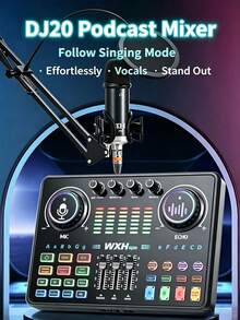 Papan Suara Podcast - Papan Mixer DJ Musik XLR 48V, Dj20 | Daya Phantom 48V, Port XLR untuk Mikrofon, Antarmuka Audio Instrumen, Bluetooth, untuk Streaming , Laptop, Komputer - DJ20 Podcast Mixer - View 2