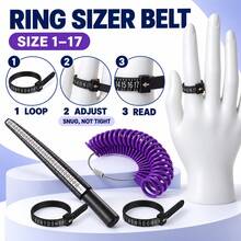 KLONKEE Set Pengukur Ukuran Cincin 4 Buah - Ukuran Cincin 0-13 - Pengukur Ukuran Cincin US/UK - Pita Pengukur Ukuran Cincin 1-17 - Cocok untuk Pembuatan Perhiasan DIY - Kit pengukur cincin empat bagian - View 5