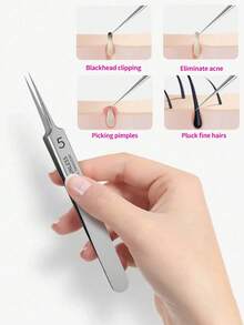 High Precision Ultra Sharp Cell Tweezers - Stainless Steel Material (Includes Storage Box); With Stable Grip Strength. Suitable For Removing Blackheads, Fine Hair, Acne And Tiny Facial Hair; Ideal For Daily Skincare And Facial Cleansing. - Multicolor - View 3