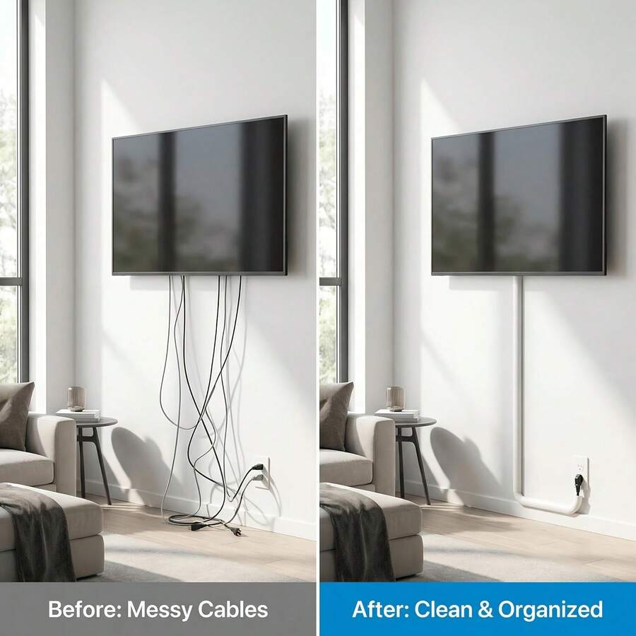 1 Roll 98.4-Inch Floor Cord Raceway, Anti-Trip Bare Wire, Concealed Soft Cable Channel, Decorative Wire Protector Strip, Suitable For Desktop, Wall, And Floor Installation