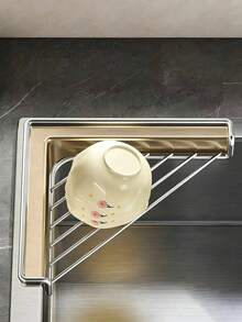 1/2pcs Kitchen Sink Metal Drain Rack, Triangle Sink Multi-Function Cloth Sponge Drain Storage Rack - Dish Drying Rack - View 6