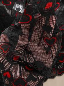 3pcs/Pack Women's Plus Size Sexy Lace Heart Breathable Comfortable Boxer Briefs, Dual Color - Black - View 6