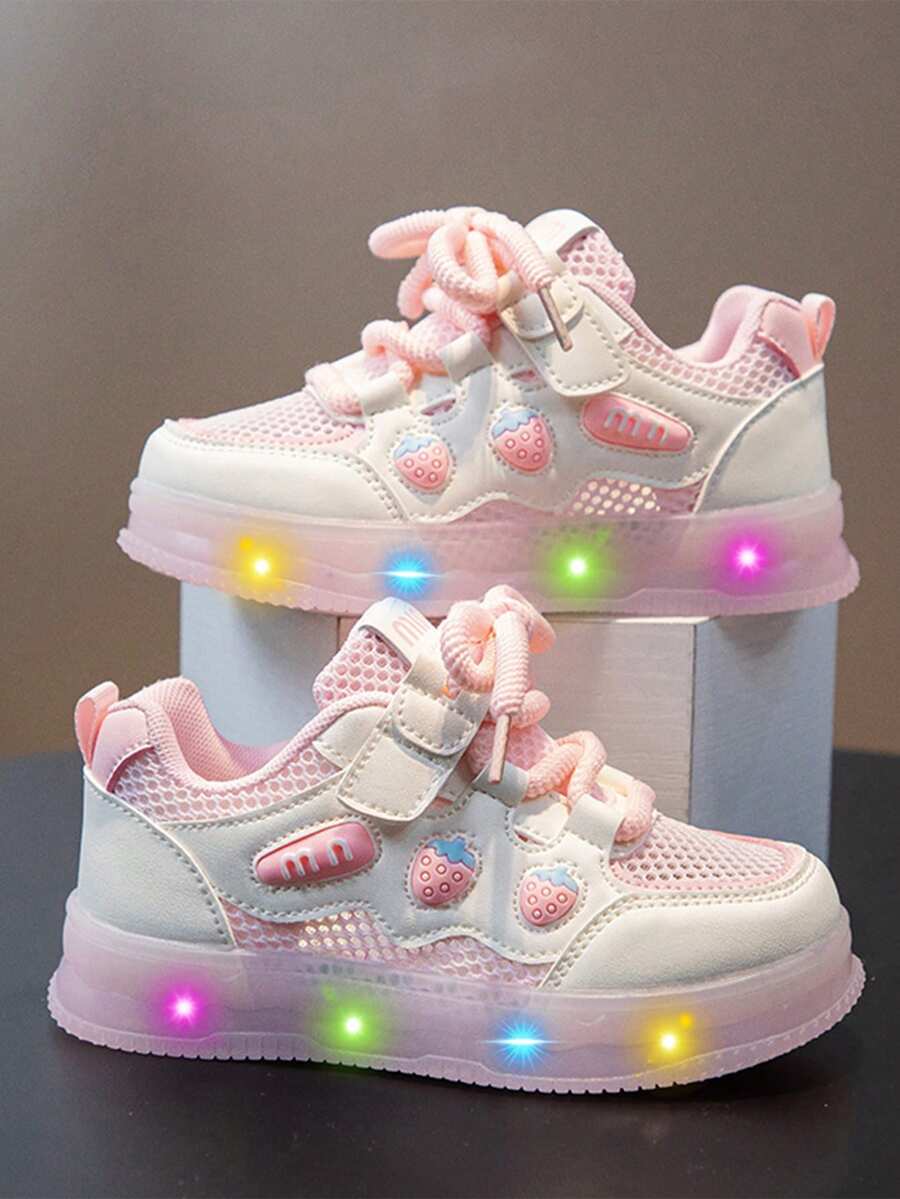 Light Up Mesh Shoes With Lights - Pink - View 1