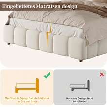 Bed Frame Made Of Velvet With Storage Solid Wood Beige 140 X 190 Cm For Bedroom And Kids Room (Mattress Not Included) - Beige - View 11