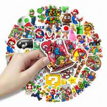 SUPER MARIO BROS. 1set Colorful Cartoon Game Character Decals, Waterproof And Practical. Customize Your Laptop, Water Bottle, Bike And Scooter. Nice Party Giveaways, Lovely Small Present For Kids And Gaming Enthusiasts.(Stochastic Style) - Multicolor - View 2