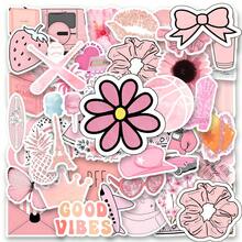 50PCS Pink Cute Stickers Pack | Beautiful Pattern Stickers, Vintage Decorative Decals Bottles, Decorative Paper, Journaling, Laptop, Bumper, Skateboard, Scrapbook, Suitcase, Refrigerator, Plan Book, Keyboard, Car Sticker - Pink - View 1