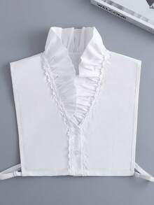 Women's Detachable Fake Collar, Decorative Accessory, Ruffle Lace Edge Stand Collar, Suitable For Coats, Sweaters, Cardigans, Shirts, Perfect For Women's Daily, Business, Office And Dating Outfits - White - View 8