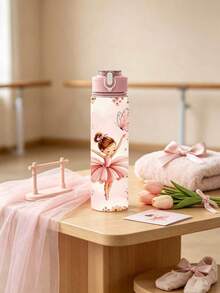 1件/5件 750ml 夏季水瓶/杯附吸管，蝴蝶、櫻花與芭蕾女孩圖案設計，塑膠運動水瓶，翻蓋式蓋子，纖薄便攜設計，時尚實用，適合飲用冰咖啡、燕麥奶，適合好友、姊妹、健身、穿搭，方便攜帶與飲用 - 粉色 - 查看 8