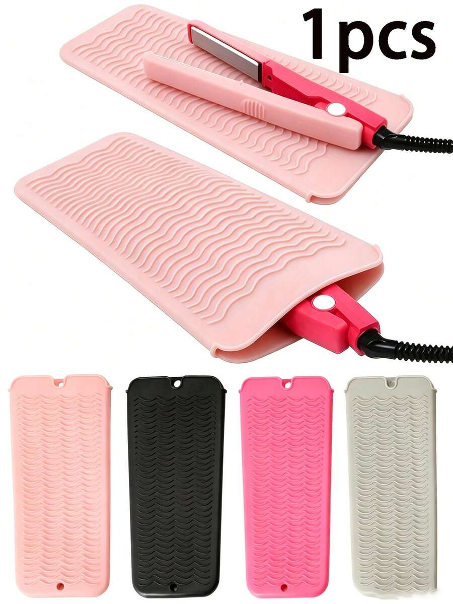 1pc Hanging Silicone Heat-Resistant Mat, Hair Straightener Storage Bag Set, Suitable For Hair Dryer, Curling Iron, Electric Curling Wand And Hair Salon Tool Box, Portable Makeup Bag Accessory, Makeup Brush Storage Bag, Travel Essential