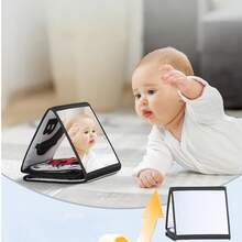 Montessori Sensory Play Book, High Contrast Black & White Soft Crinkle Pages With Mirror, Visual Stimulation Activity For Tummy Time, Foldable & Portable Early Learning Cloth Book With Ties For Newborns - Black - View 7