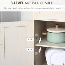 Distressed White Farmhouse Sideboard Buffet Cabinet, 30"W X 15.25"D X 32.75"H Freestanding Engineered Wood Storage Cabinet With 2 Barn Doors, 1 Storage Drawer And 3-Level Adjustable Shelf, Black Metal Hardware Melamine Faced Accent Cabinet With Anti- - Distressed White - View 7