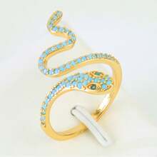 Enamel Zirconia Gold Color Serpent Rings 24k Gold Plated Fashion Irregular Adjustable Snake Ring Europe America Personality Jewelry - Snake Rings - View 10