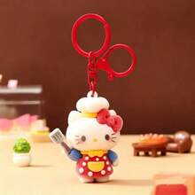 SANRIO Super Cute Chef Cat Keychain, 4 Colors Available! Lightweight And Portable, Perfect For Matching With Bags And Keys, A Cute Daily Accessory For Cartoon Lovers! - A - View 9